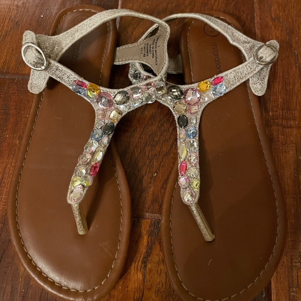 Girls Sparkly Gem Sandals. Size 3.  Excellent condition.
